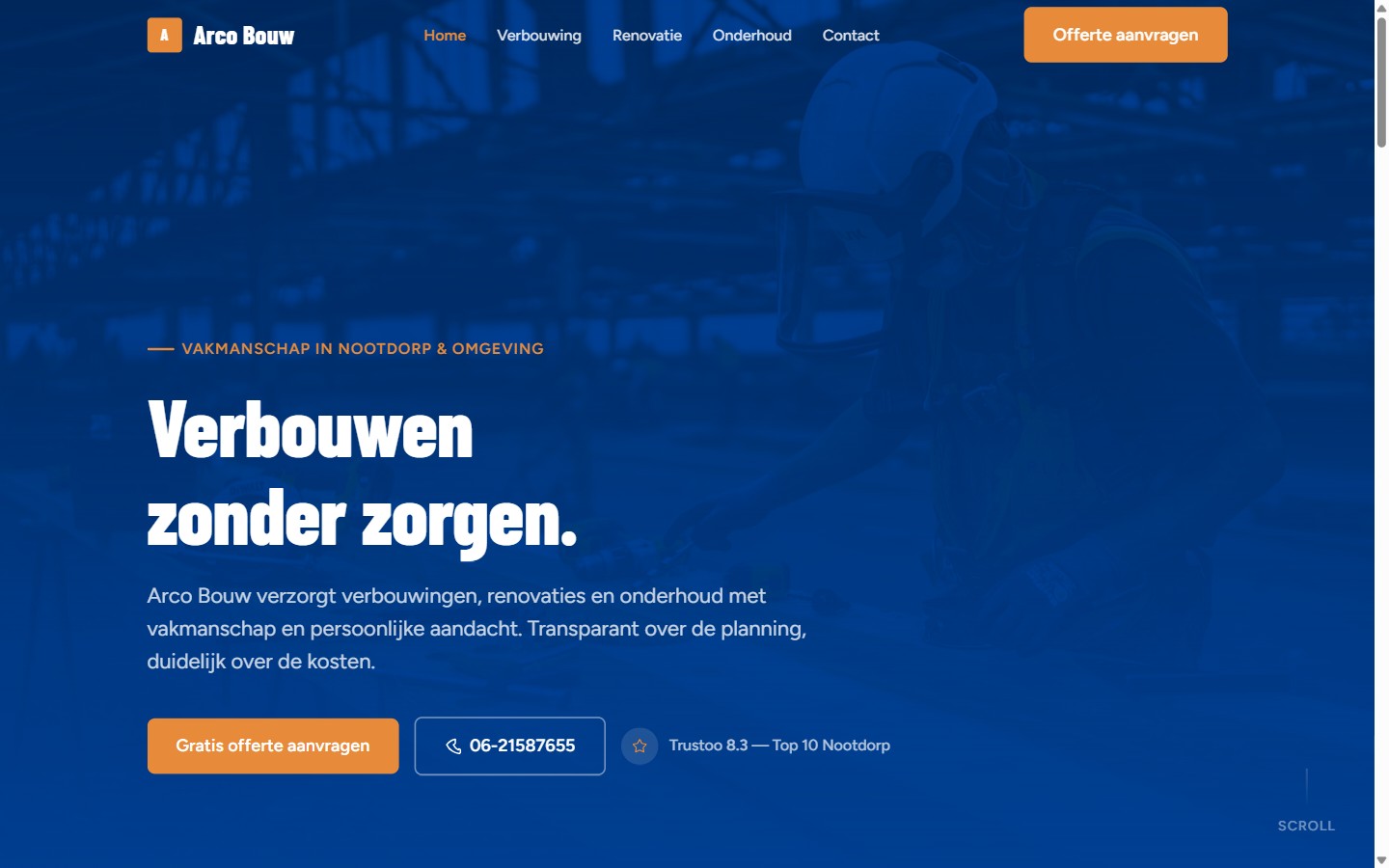 Homepage van Arco Bouw uit Nootdorp